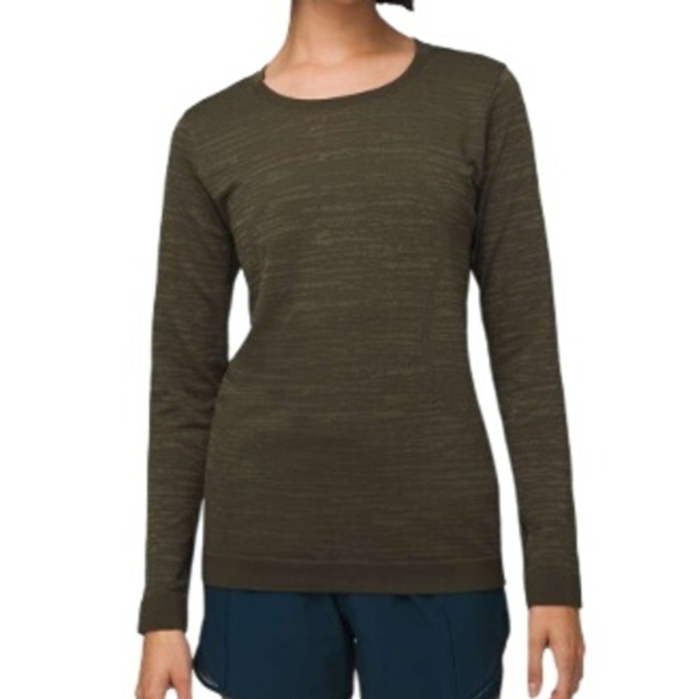 Lululemon Womens 6 Swiftly Relaxed Long Sleeve in Dark Olive Fatigue Green
